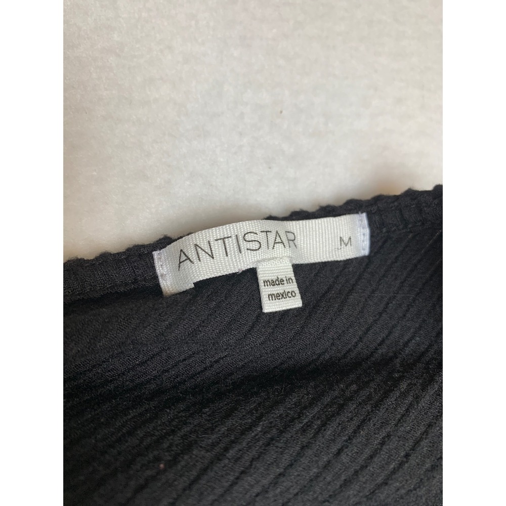 Antistar Black Ribbed Knit Twist Back Cutout Tank Top Womens Medium Preloved - Picture 2 of 6